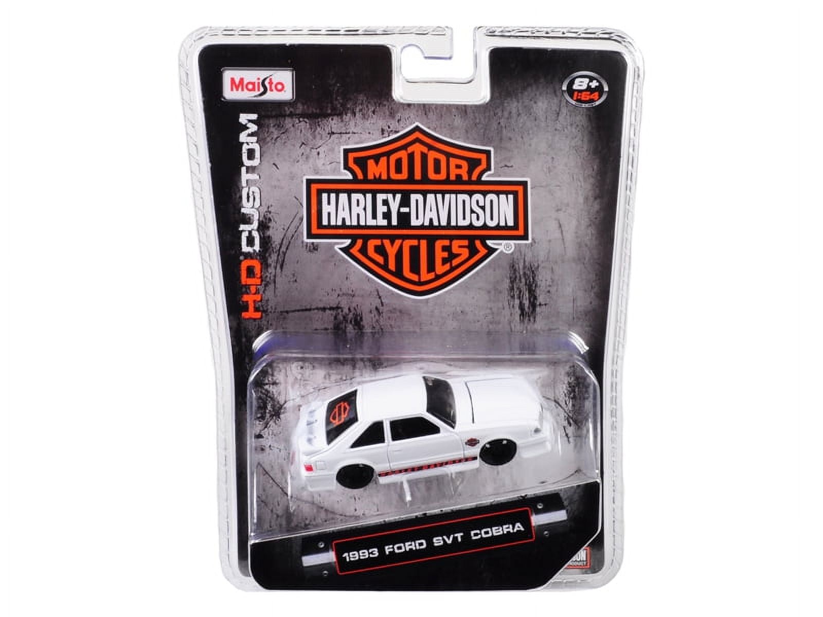 PACK OF 2 - "1993 Ford SVT Cobra White Harley Davidson"" 1/64 Diecast Model Car by Maisto"""