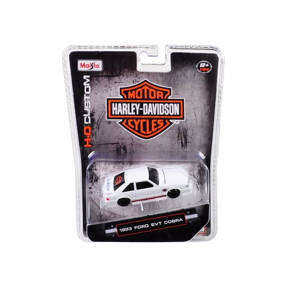 PACK OF 2 - "1993 Ford SVT Cobra White Harley Davidson"" 1/64 Diecast Model Car by Maisto"""