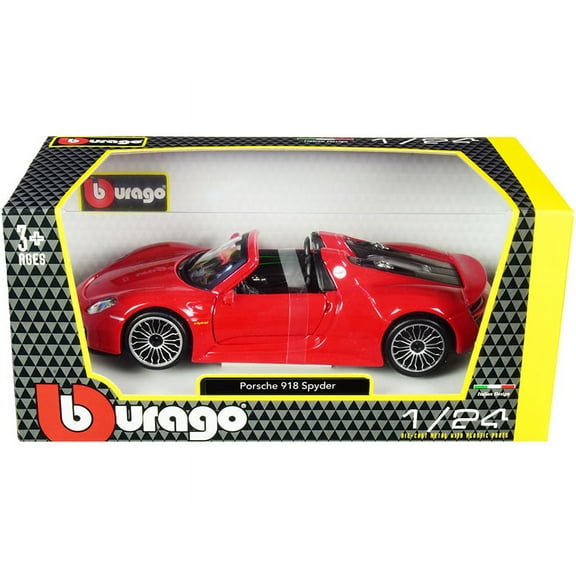 PACK OF 2 - Porsche 918 Spyder Convertible Red 1/24 Diecast Model Car by Bburago