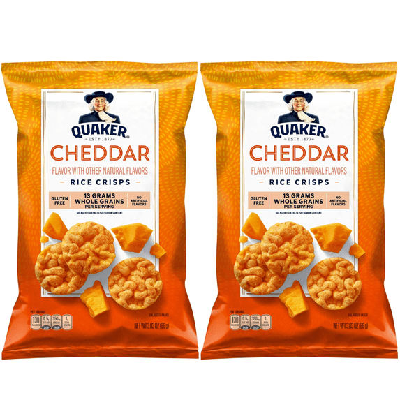 PACK OF 2-Quaker Gluten-Free Cheddar Flavored Rice Crisps, 3.03 Oz.