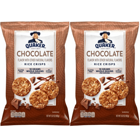 PACK OF 2 -Quaker Rice Cakes Chocolate Popped Snacks - 3.52 oz..