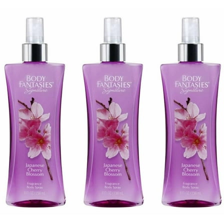 PACK OF 3 - Body Fantasies Signature Fragrance Body Spray, Japanese Cherry Blossom, 8 Fluid Ounce