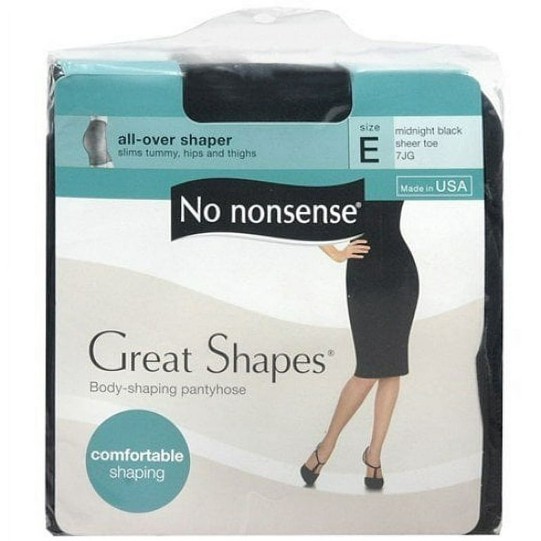 PACK OF 3) No Nonsense Great Shapes All-Over Shaper Sheer Toe Body-Shaping  Pantyhose, Size E, Midnight Black 1 pr 