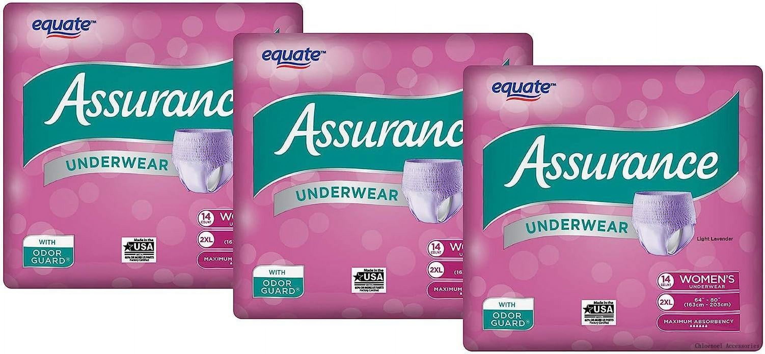 PACK OF 4 Assurance Incontinence Underwear For Women, Maximum, 2XL