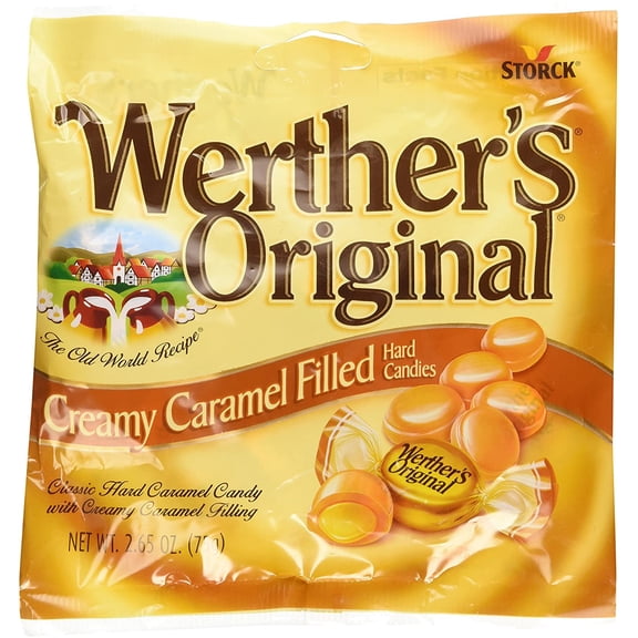 PACK OF 6 (SIX) CREAMY CARAMEL FILLED HARD CANDIES BY werthers original STORCK, MADE IN GERMANY YOU WILL RECEIVE 6 BAGS OF 2.65 OZ. (75g)