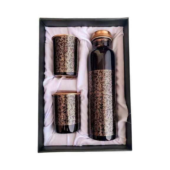 PACK OF THREE ITCHING Metal Pure Copper Water Bottle No Joint 1 Liter| Water Bottle | Copper Bottle | Gift Set | Office Use| Sports| Daily Use.