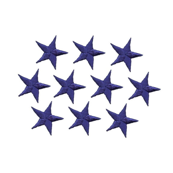 (PACK of 10 PIECES) 1-1/4" Royal Blue Star - Iron on Applique/Embroidered Patch