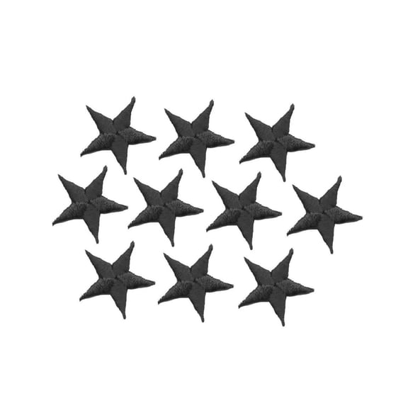(PACK of 10 PIECES) 2-3/8" Black Star - Iron on Applique/Embroidered Patch