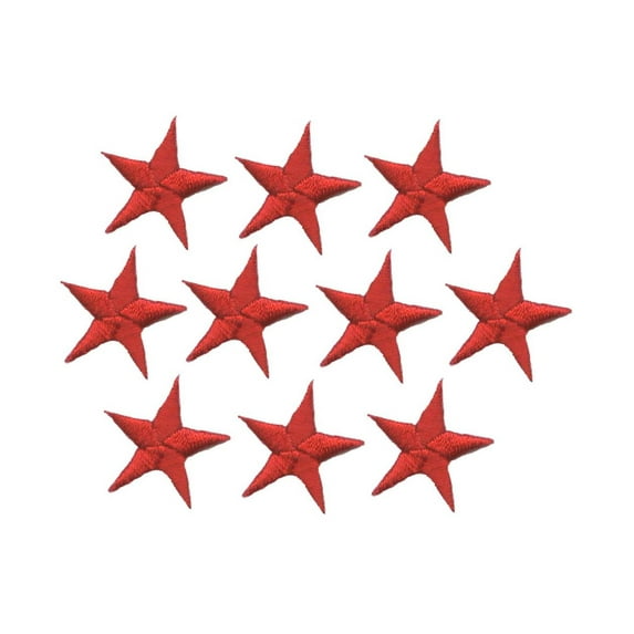 (PACK of 10 PIECES) 2-3/8" Red Star - Iron on Applique/Embroidered Patch