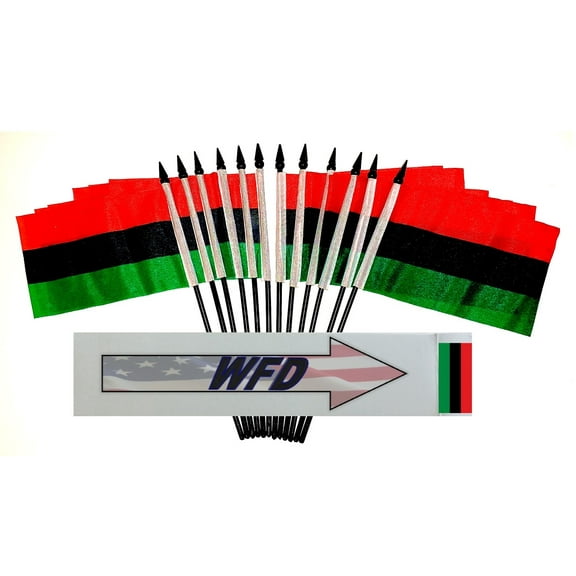 PACK of 12 4"x6" African American Miniature Desk & Table Flags, 1 Dozen 4"x 6" Afro American Small Mini Stick Flags