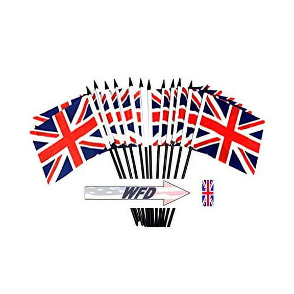 PACK of 12 4"x6" United Kingdom Miniature Desk & Table Flags, 1 Dozen 4"x 6" British Small Mini Stick Flags