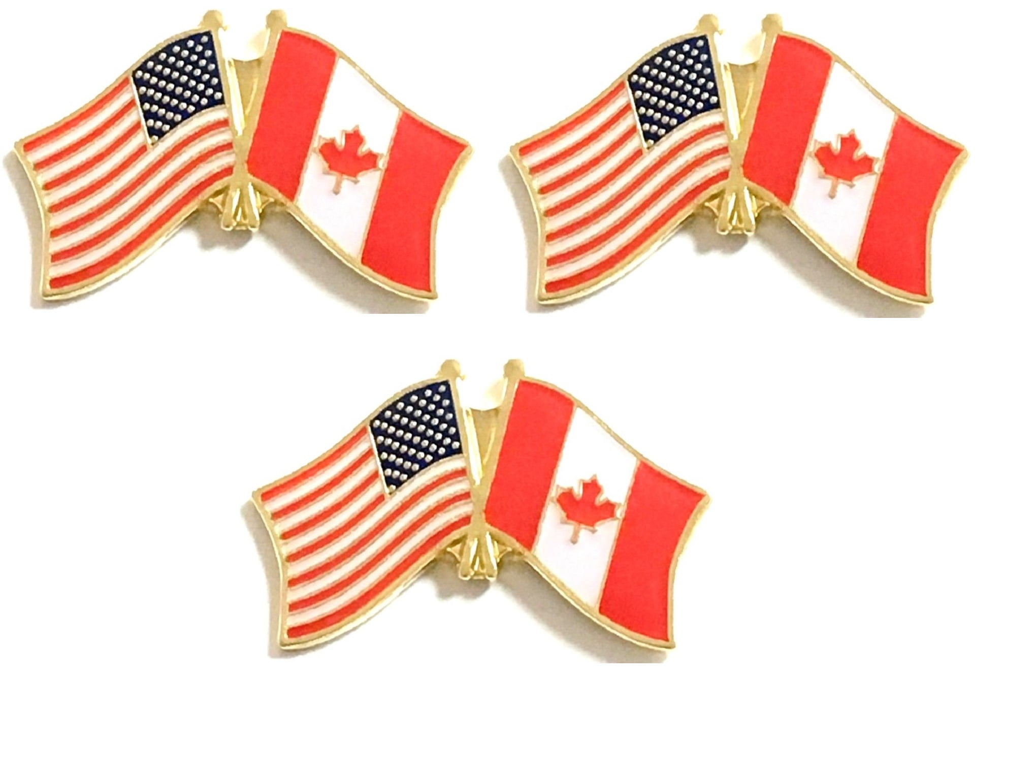 Canada & US Crossed Double Flag Lapel Pins, Pack of 3 - Walmart.com