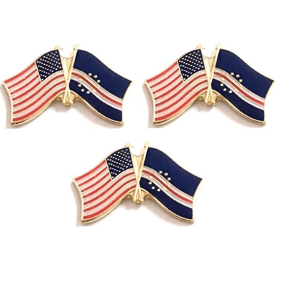 Cape Verde & US Crossed Double Flag Lapel Pins, Pack of 3
