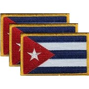 PACK of 3 Cuba Flag Patches 3.50" x 2.25", Cuban Embroidered Iron On or Sew On Flag Patch Emblem