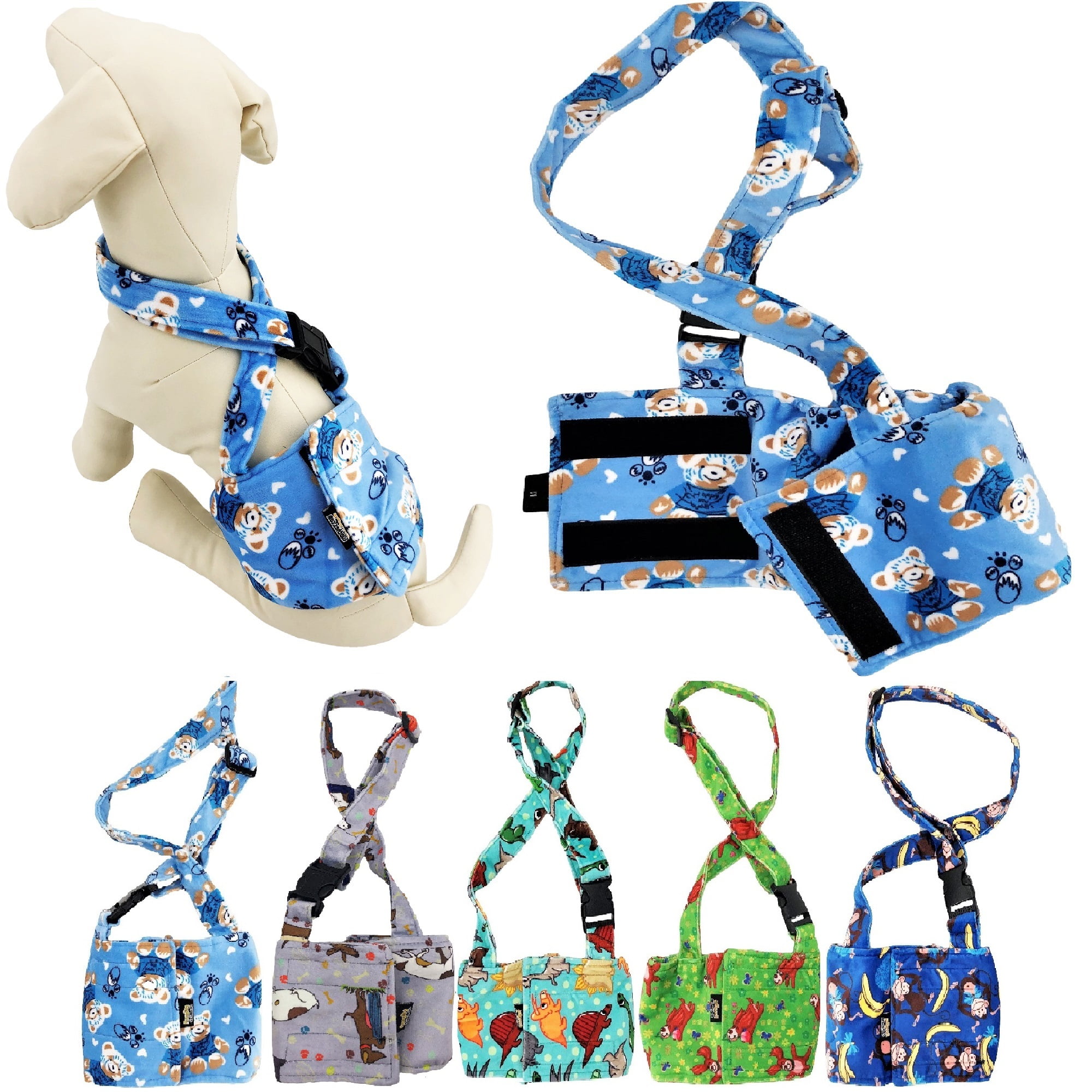 WASHABLE Dog Diaper for MALE Boy FLEECE Belly Band Reusable with SUSPENDER size Small waist 10 13 RED GREEN Reversible Walmart