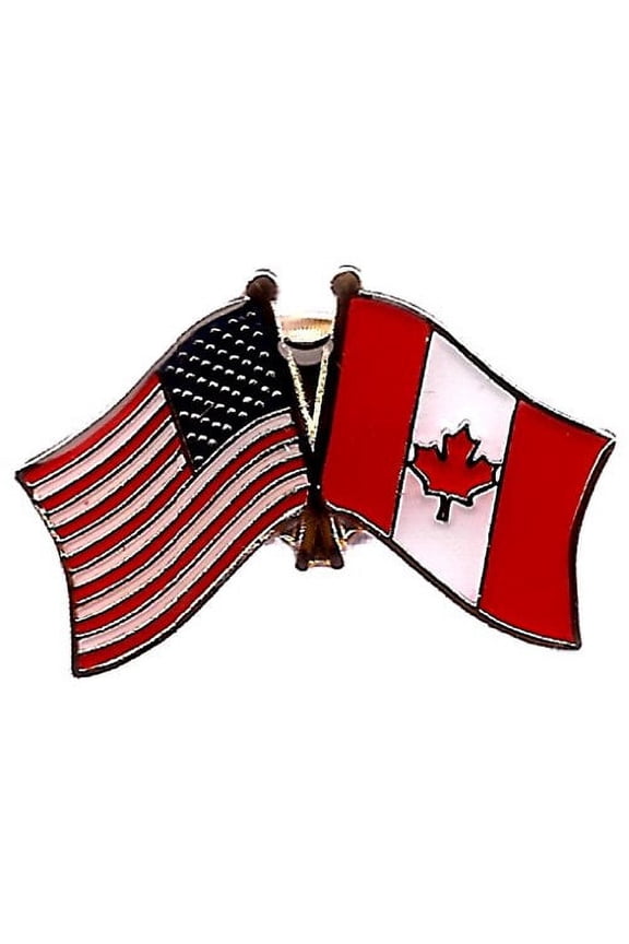 PACK of 50 Canada & US Crossed Double Flag Lapel Pins, Canadian & American Friendship Pin Badge