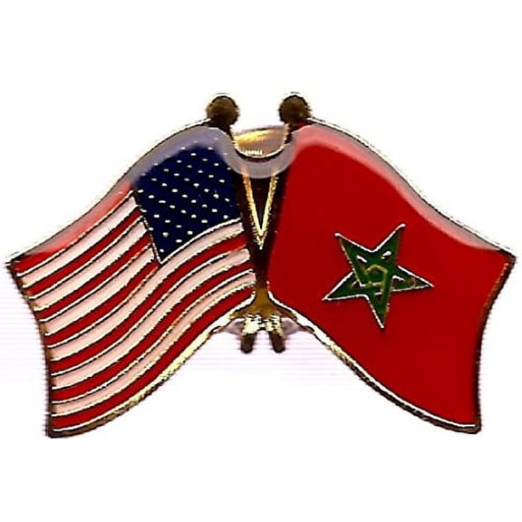 PACK of 50 Morocco & US Crossed Double Flag Lapel Pins, Moroccan & American Friendship Pin Badge