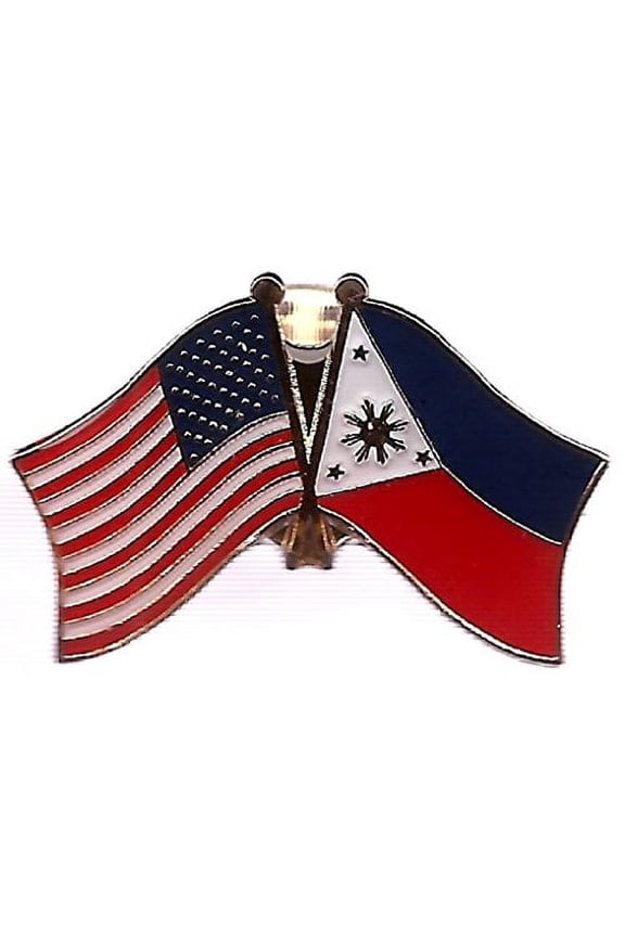 PACK of 50 Philippines & US Crossed Double Flag Lapel Pins, Filipino & American Friendship Pin Badge