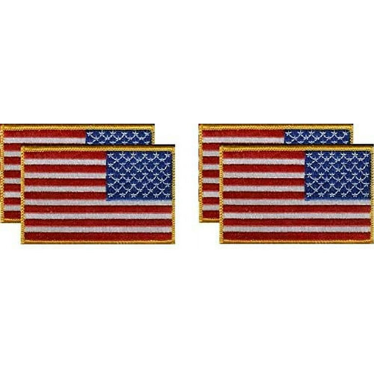 USA American Flag REVERSE Patch 2 x 3 Iron On or Sew On Embroidery