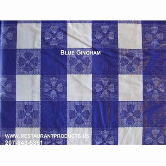 PACKAGED KWIK-COVER- BLUE GINGHAM - Disposable Fitted Table Cover with Elastic Edging and Self-Sticking Tape Strips