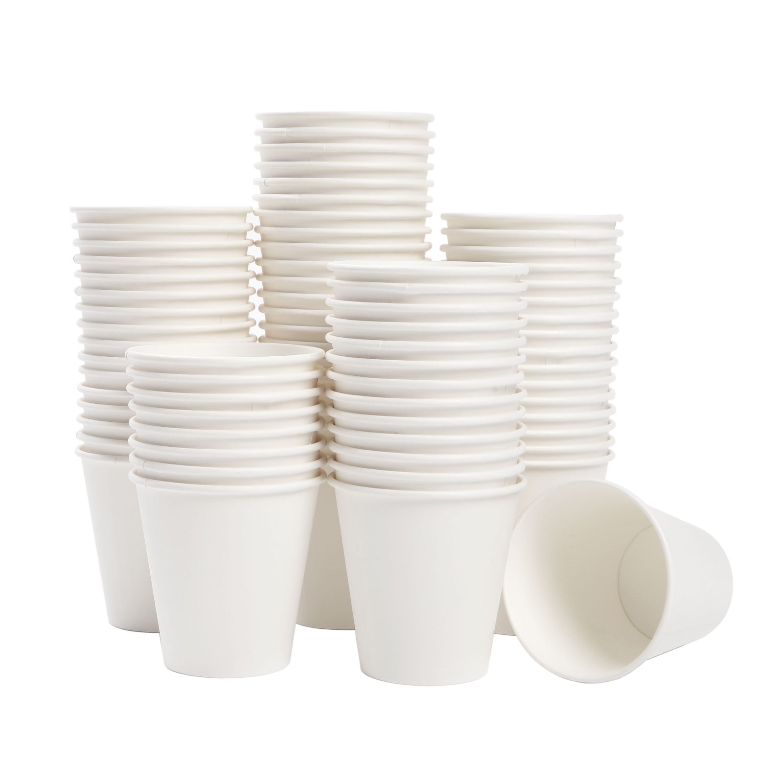 PACKHOME 200 Pcs 10oz Disposable Coffee Cups, White Hot Beverage Cups, Disposable Paper Cups