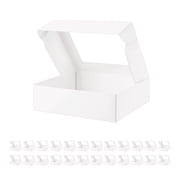 PACKHOME 25 Pcs Cookies Boxes 9x7x2.5 inches, White Bakery Boxes with Window, Pastry Boxes for Bakeries, Cookies, Desserts, Donuts, Pastries, Cupcake