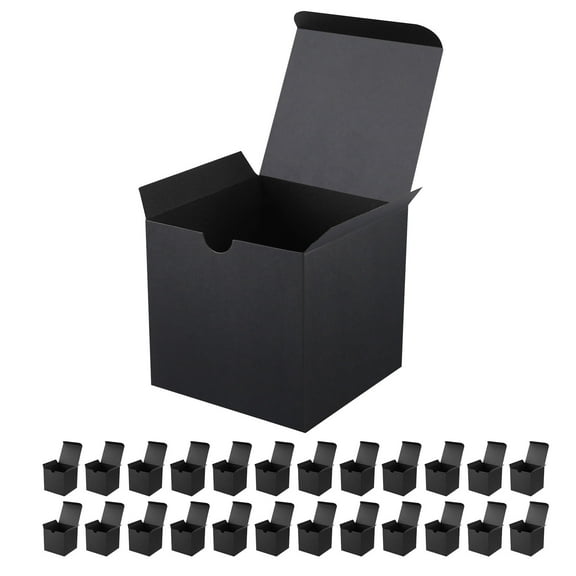 PACKHOME 25 Small Gift Boxes 4x4x4 inches, Matte Black Gift Boxes Bulks for Light Gifts
