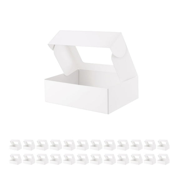 PACKHOME 25 White Bakery Boxes 8x6x2.5 inches, Dessert Box, Pastry Boxes, Treat Box with Window