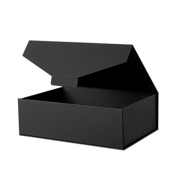 PACKHOME Black Gift Box for Fathers Day, 11.5x8.1x3.8 inches, Groomsmen Proposal Box (No Magnetic, No stickers)