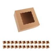 PACKHOME Cake Boxes with Window, 25 Count Kraft Bakery Boxes, Cake Box, Treat Boxes, 6x6x4 inches