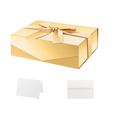 PACKHOME Easter Gift Box with Lid, 11.5x8.1x3.8 inches, Gold Magnetic Large Gift Box for Present