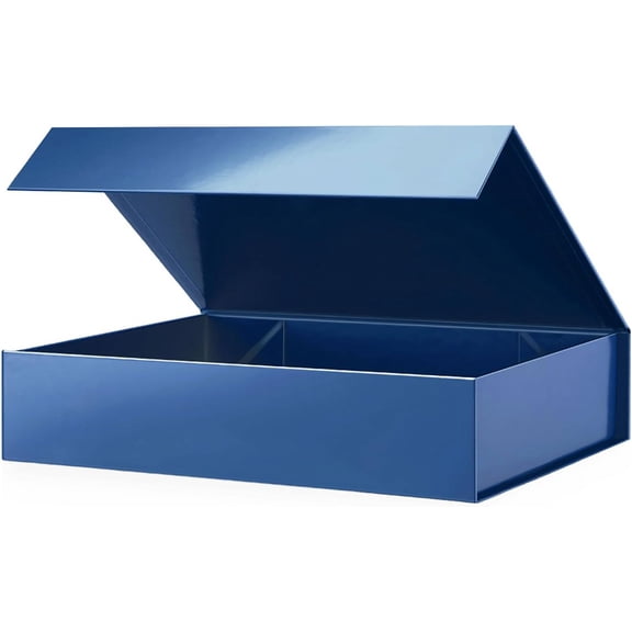 PACKHOME Gift Box 11.5x8x2.5 Inches, Sturdy Shirt with Magnetic Lid for Multiple Occasions (Glossy Blue)