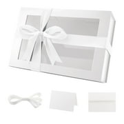 PACKHOME Gift Box, Large White Gift Box with Magnetic Lid and Window for Wedding, 13.5x9x4.1 inches