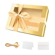 PACKHOME Gift Box with Lid, 9x6.5x3.8 inches, Gold Gift Box for Presents