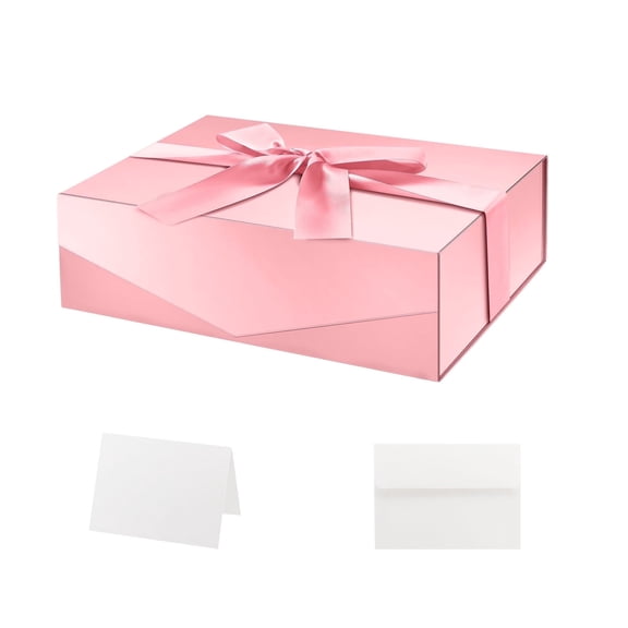 PACKHOME Gift Box with Ribbon for Presents, 11.5x8.1x3.8 inches, Pink Large Magnetic Gift Box with Lid