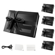 PACKHOME Gift Boxes with Window, 5 Black Gift Boxes with Magnetic Lids for Mother's Day, 9x6.5x3.8 inches