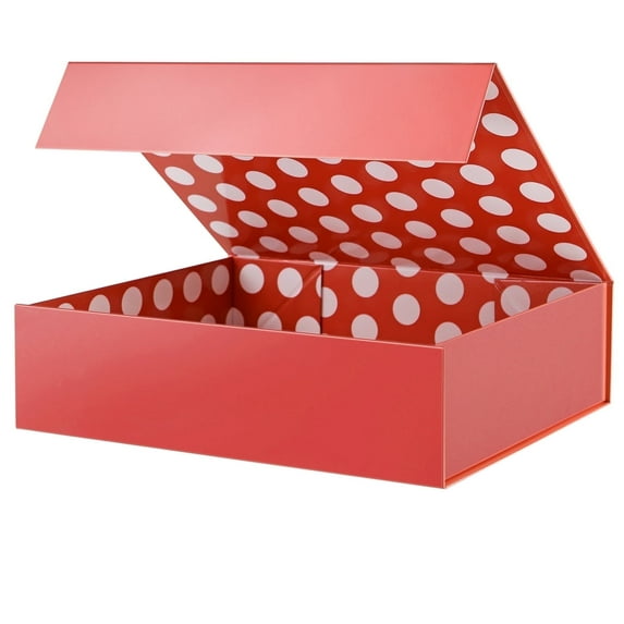 PACKHOME Large Gift Box for Mother's Day 13.5x10x3.5 Inches, Red Magnetic Gift Box for Gift Packaging