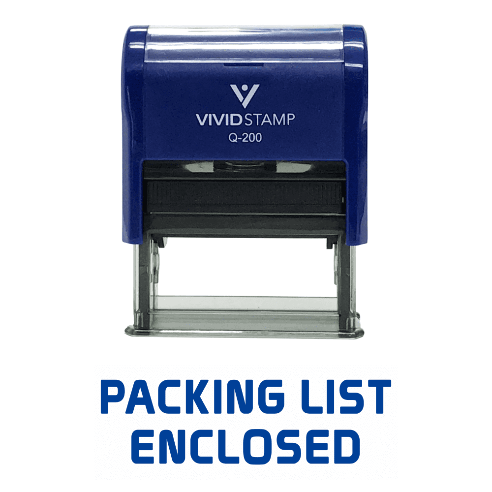 PACKING LIST ENCLOSED Self Inking Rubber Stamp (Blue Ink) - Medium