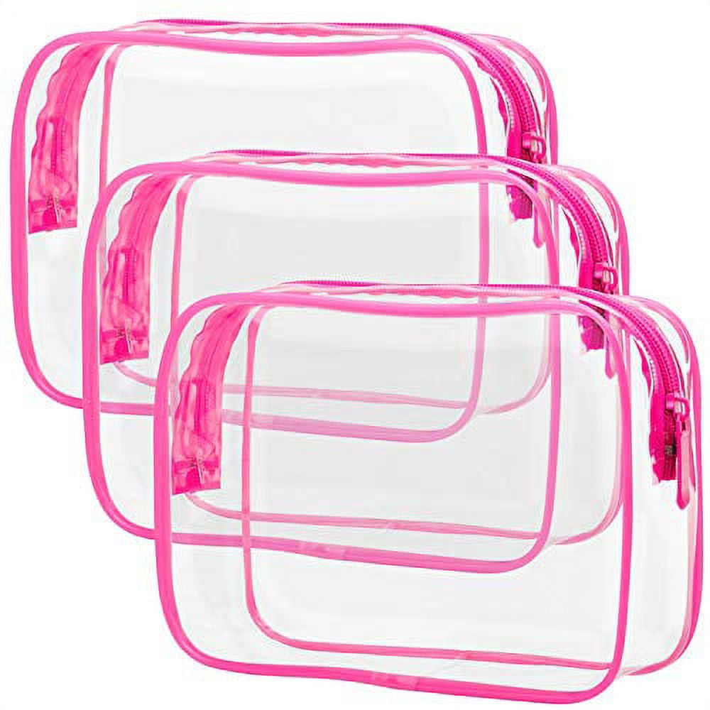 PACKISM Clear Makeup Bag with Zipper, 3 Pack Beauty Clear Cosmetic Bag