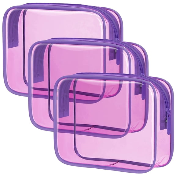 PACKISM Clear Toiletry Bag, 3 Pack TSA Approved Toiletry Bag Quart Size Bag, Travel Makeup Cosmetic Bag for Women Men, Carry on Airport Airline Compliant Bag, White (for age 12 or above)