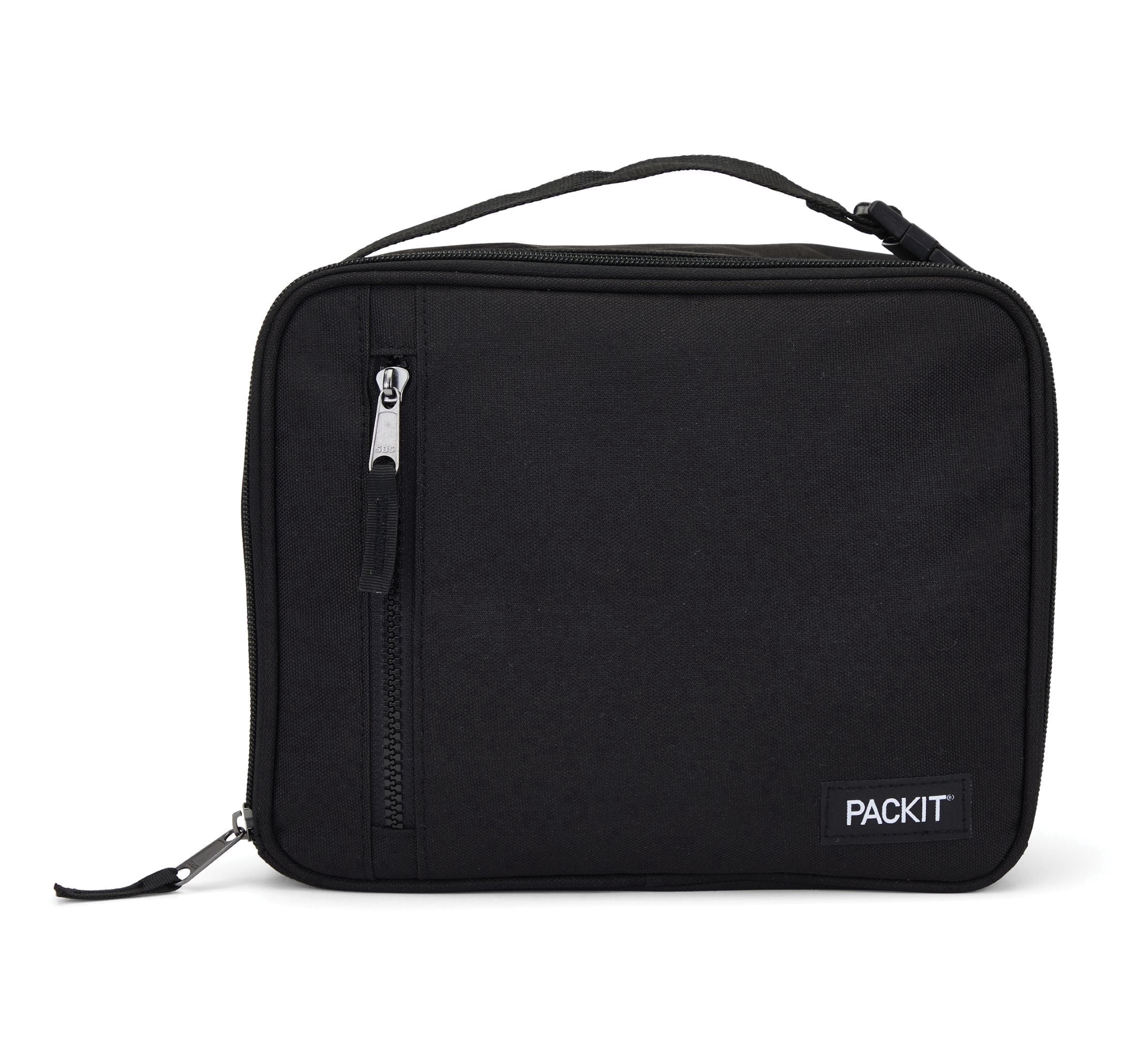PackIt Freezable Classic Lunch Box Black Solid Print Food BPA Free Non Toxic Polycanvas Reusable Lunch Boxes