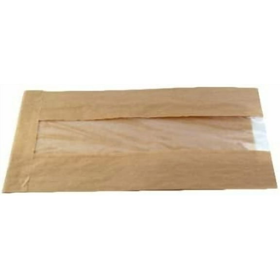 PACKNWOOD 210SVIS2212 - Paper Sandwich Bag Wax - Brown Kraft Bag with Window - Compostable Paper Sandwich Bags - Greaseproof Baguette Paper Bags - Recyclable - (8.7 x 4.7 x 2in) - (Case of 1000)