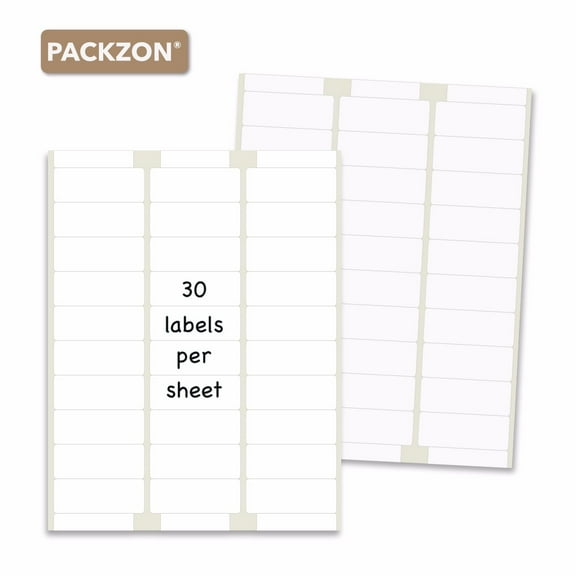 PACKZON Shipping Labels with Self Adhesive, Rounded Corner, For Laser & Inkjet Printers, 1 x 2 5/8 Inches, White Matte, Pack of 7500 Labels