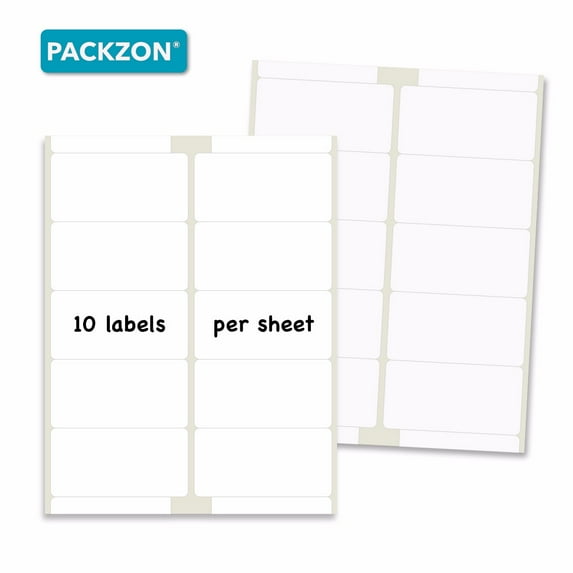 PACKZON Shipping Labels with Self Adhesive, Rounded Corner, For Laser & Inkjet Printers, 2 x 4 Inches, White Matte, Pack of 5000 Labels