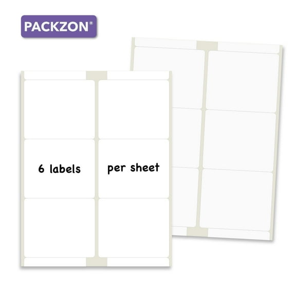 PACKZON Shipping Labels with Self Adhesive, Rounded Corner, For Laser & Inkjet Printers, 3 1/3 x 4 Inches, White Matte, Pack of 600 Labels