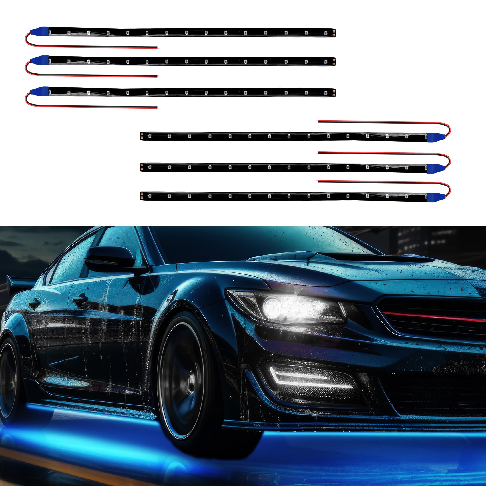 PACLVIO 6PCS 15 LED IFF17 Strip Underbody Light Waterproof Car Led 