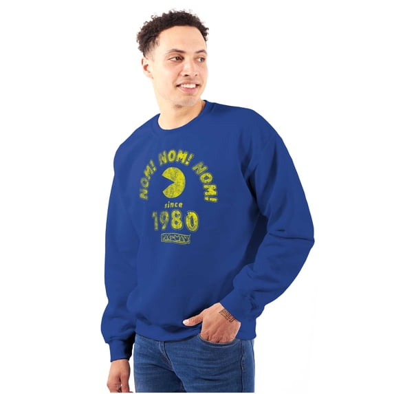 PACMAN 80s Arcade Game Nom Nom Sweatshirt for Men or Women Brisco Brands S
