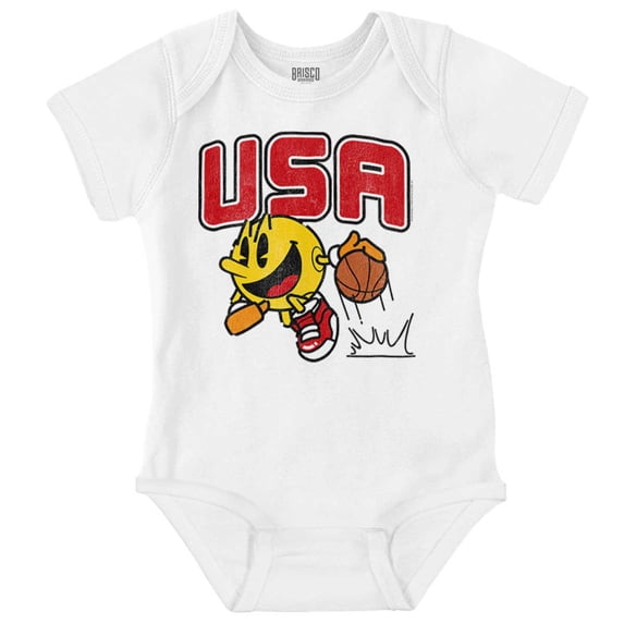 PACMAN Arcade Game Basketball USA Romper Boys or Girls Infant Baby Brisco Brands NB