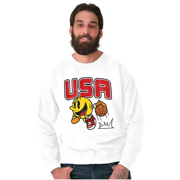 PACMAN Arcade Game Basketball USA Unisex Plus Size Sweatshirt Brisco Brands 2X