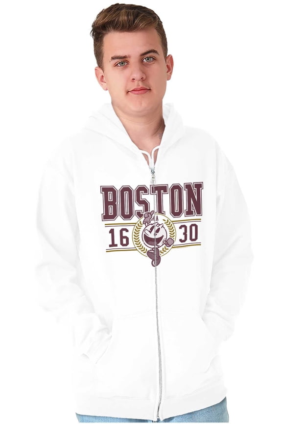 PACMAN Arcade Game Boston Varsity Zip Up Hoodie Men's Women's Brisco Brands S